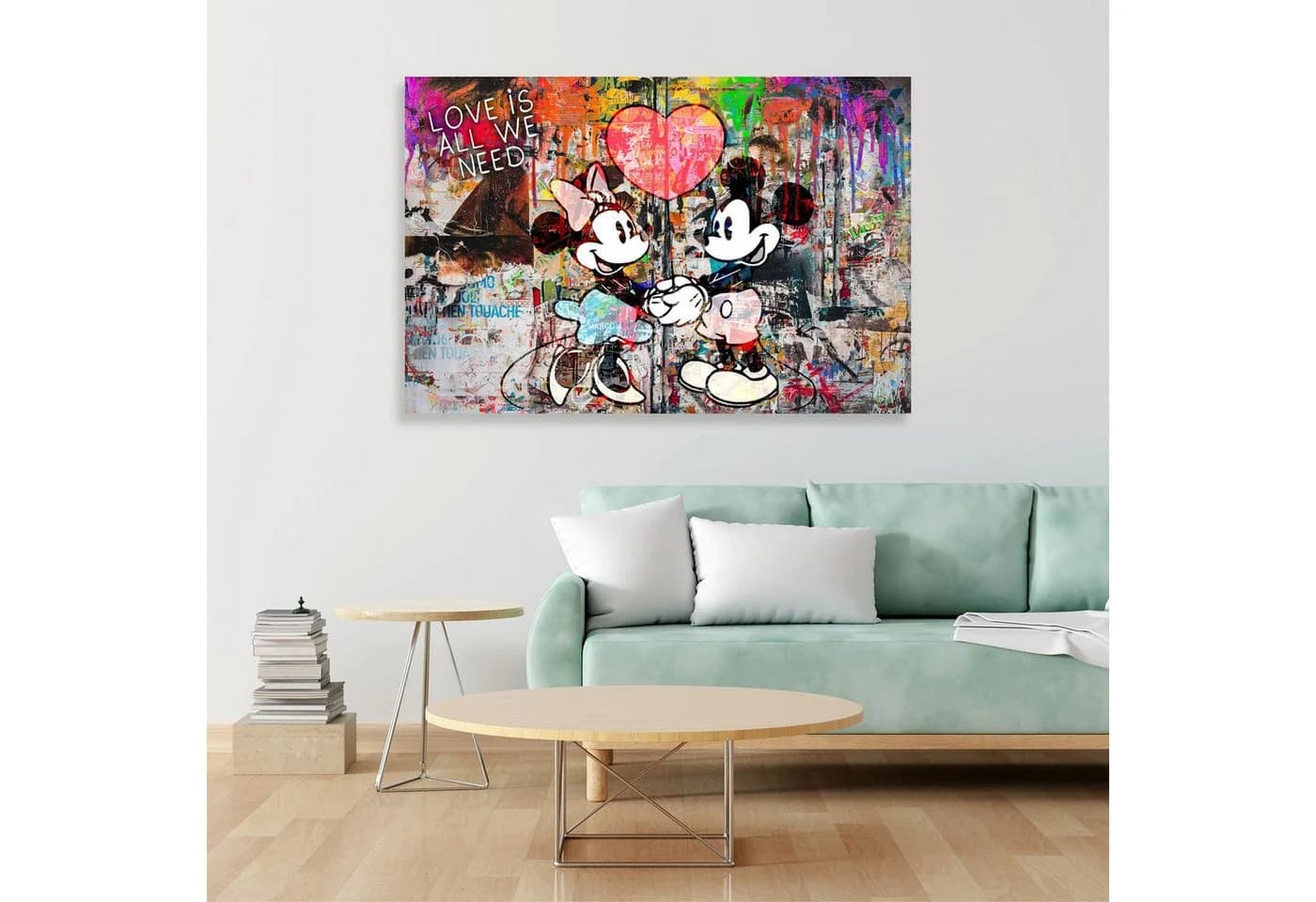 Artedinoi Leinwandbild Pop Art Maus Wandbild Bunt