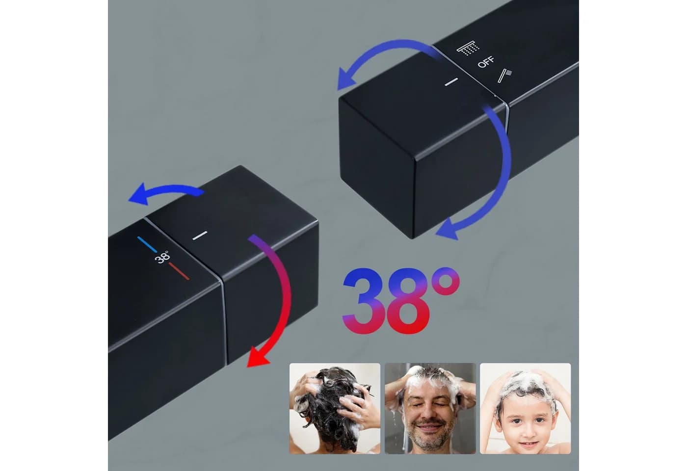HOMELODY Duschsystem Schwarz Regendusche mit Thermostat