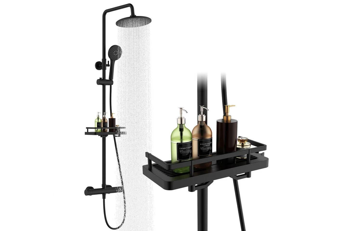 HOMELODY Duschsystem Thermostat Regendusche Handbrause Schwarz