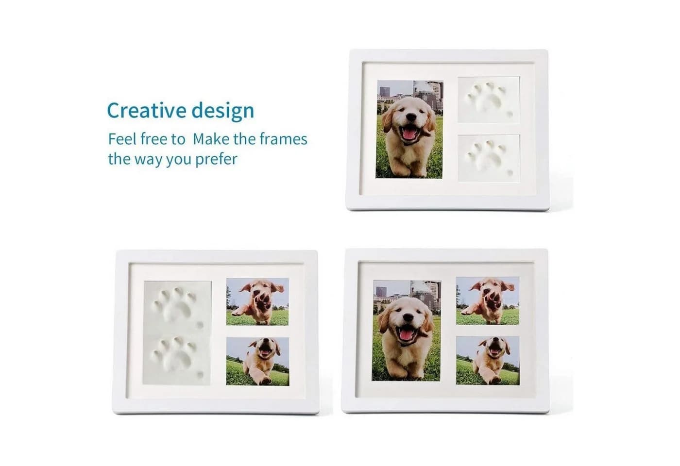 LuxusKollektion Pfotenabdruck-Set Hund 3D Holz Bilderrahmen Wanddekoration