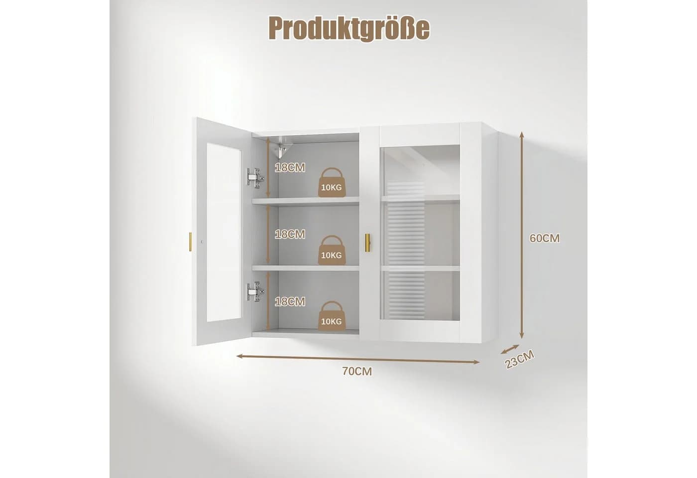 radelldar Hängeschrank mit 2 Glastüren Weiß