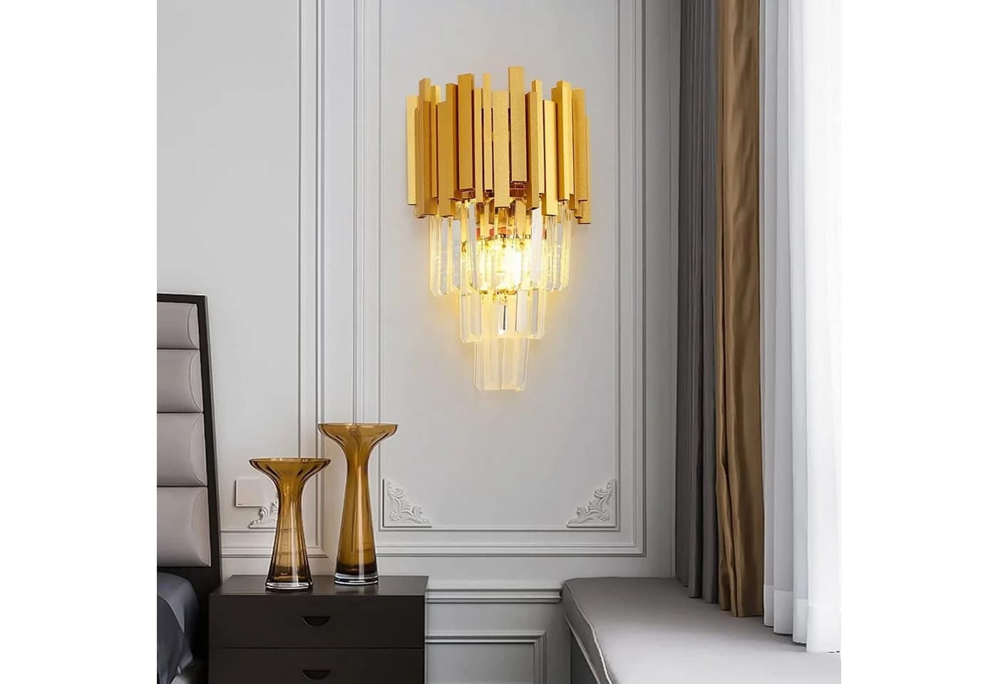 RRBEST Kronleuchter Kristall Leuchte E14 Gold