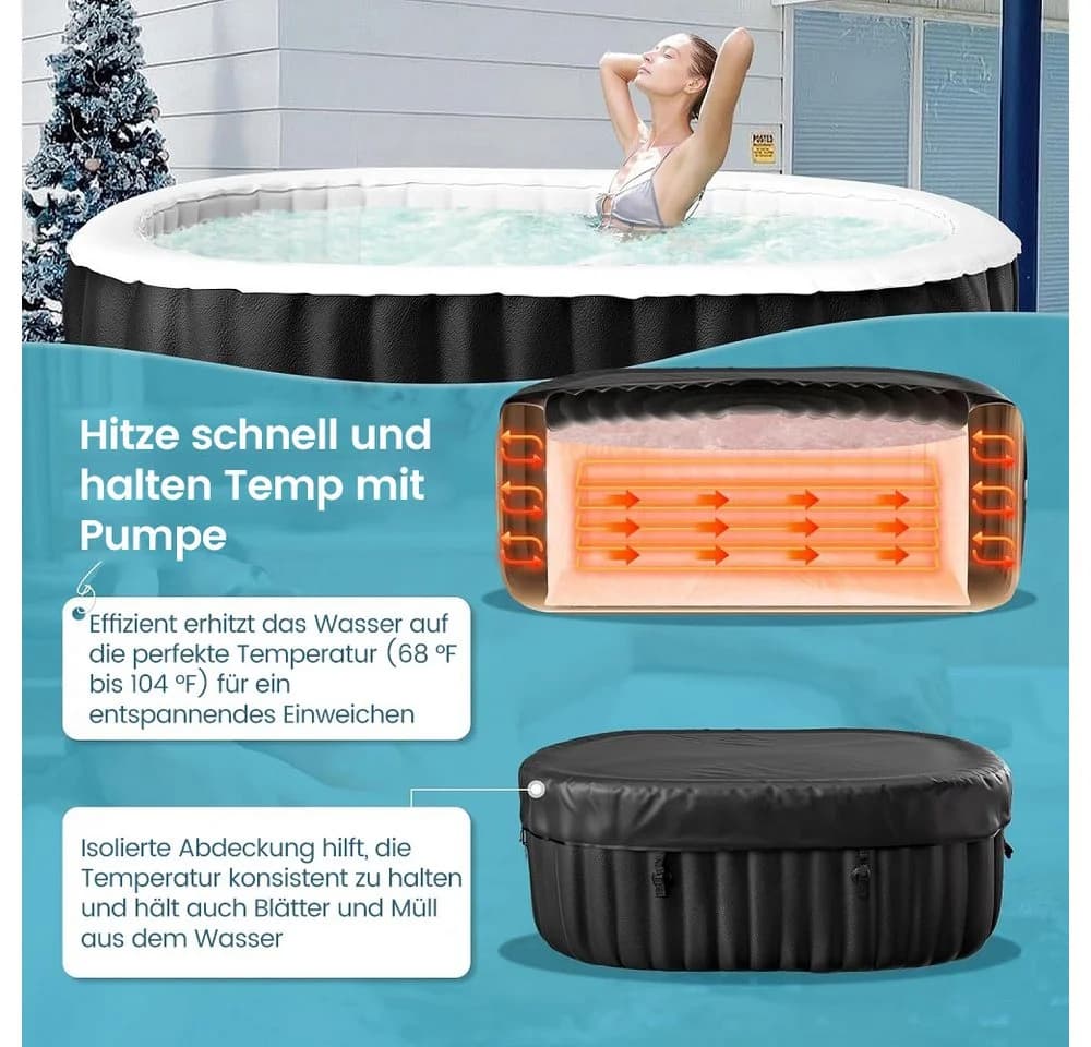 Meulbaty Aufblasbarer Whirlpool für 2 Personen mit 90 Massagedüsen