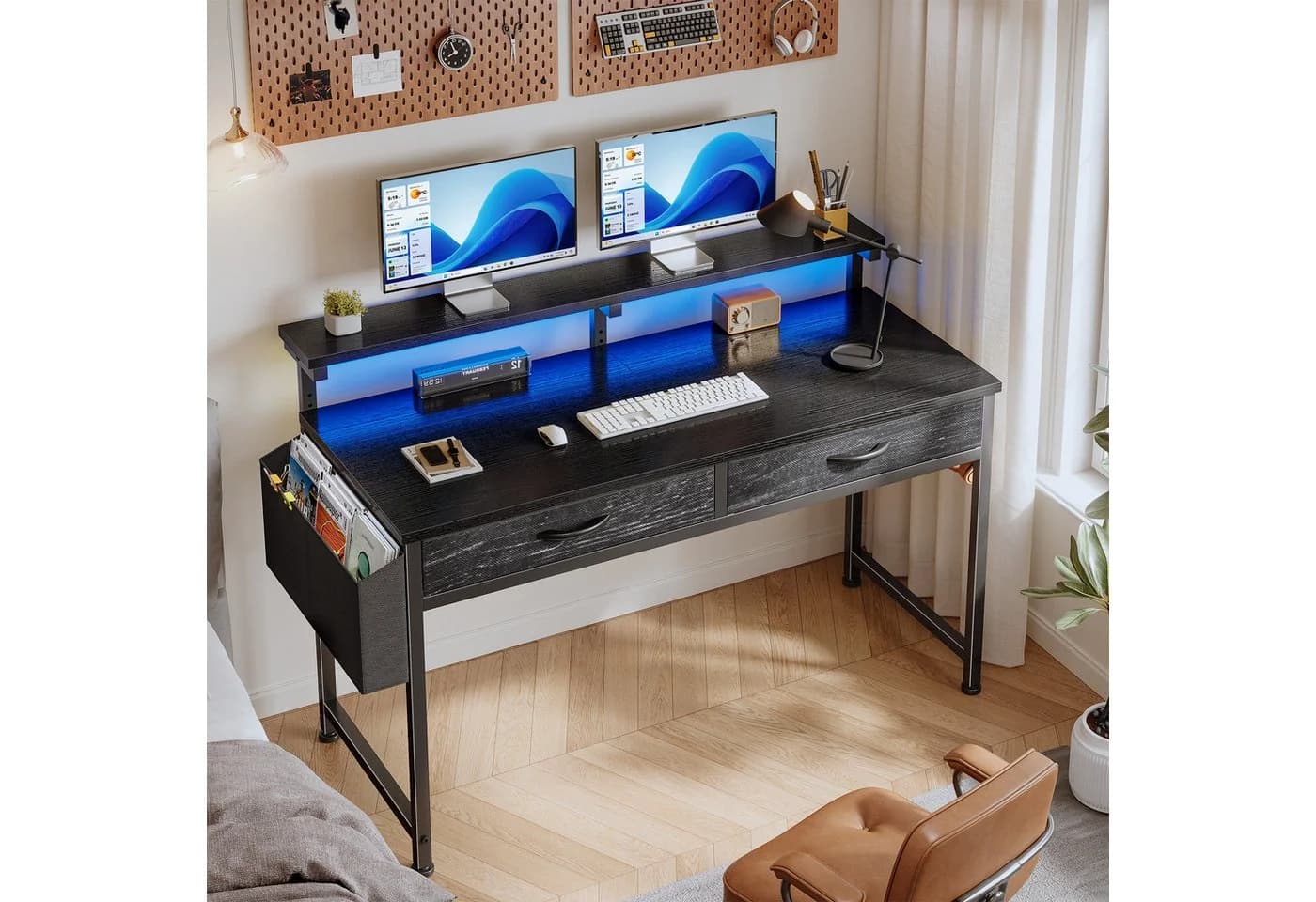 Klyvvo Schreibtisch mit LED & Stauraum