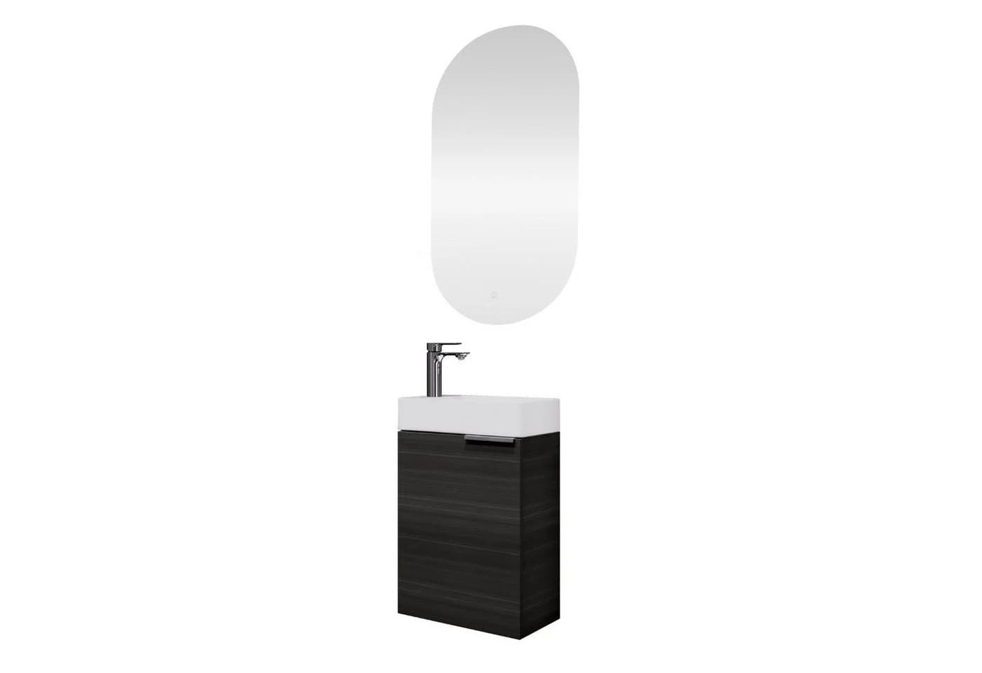Planetmöbel Badmöbel-Set 40cm mit Spiegel und LED-Beleuchtung Anthrazit