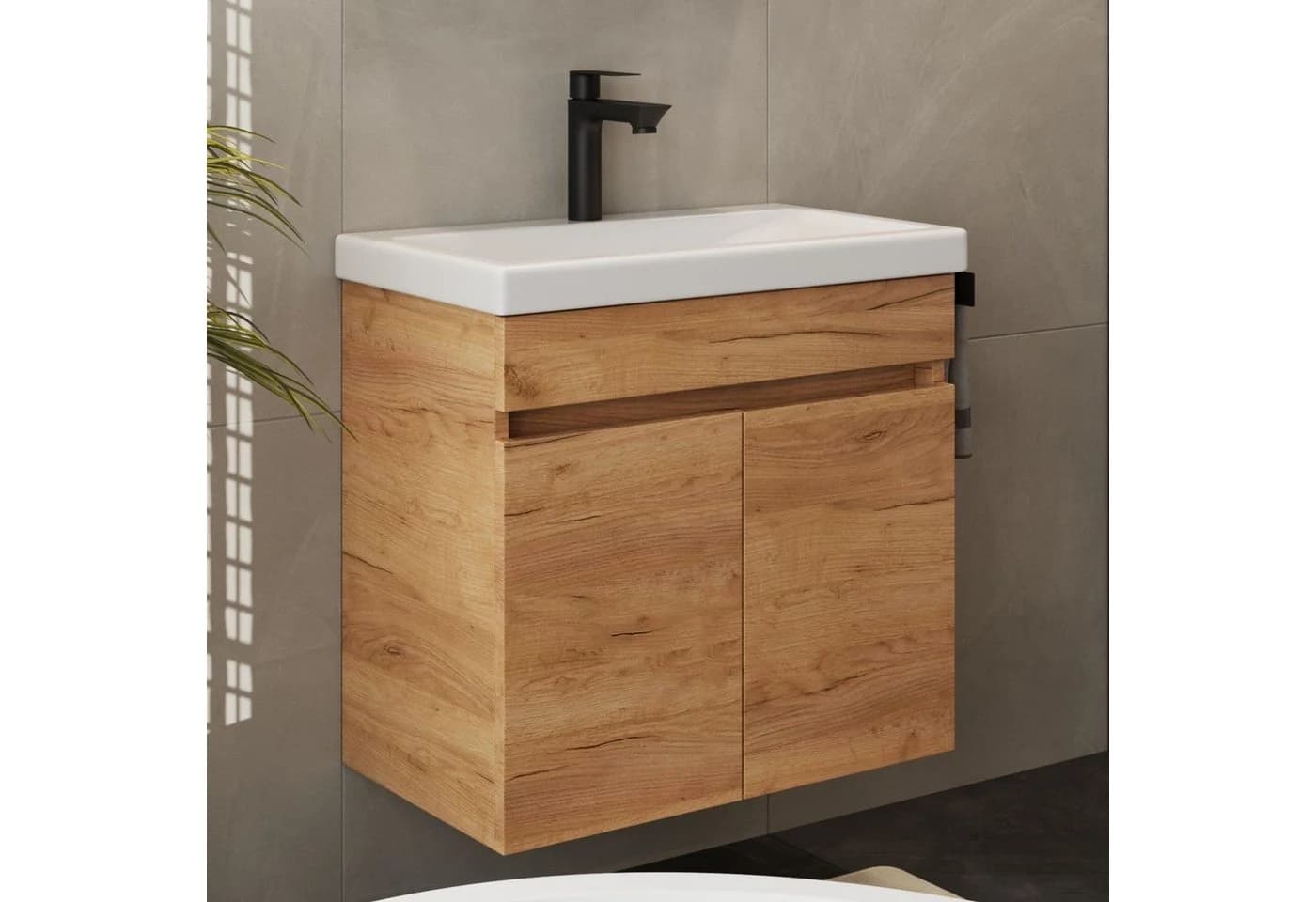 Planetmöbel Waschtisch-Set 63cm mit Keramikwaschbecken Softclose