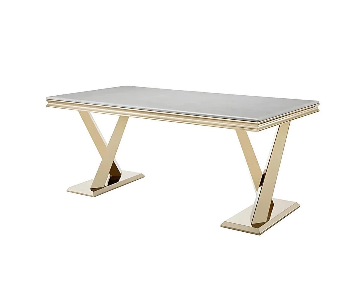 alesvelt Esstisch Ferrara Marmoroptik Gold/Silber 180cm