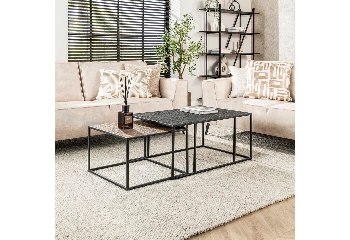 alesvelt Couchtisch Set METALLICO LINEARE Bicolor Metallic 2er-Set