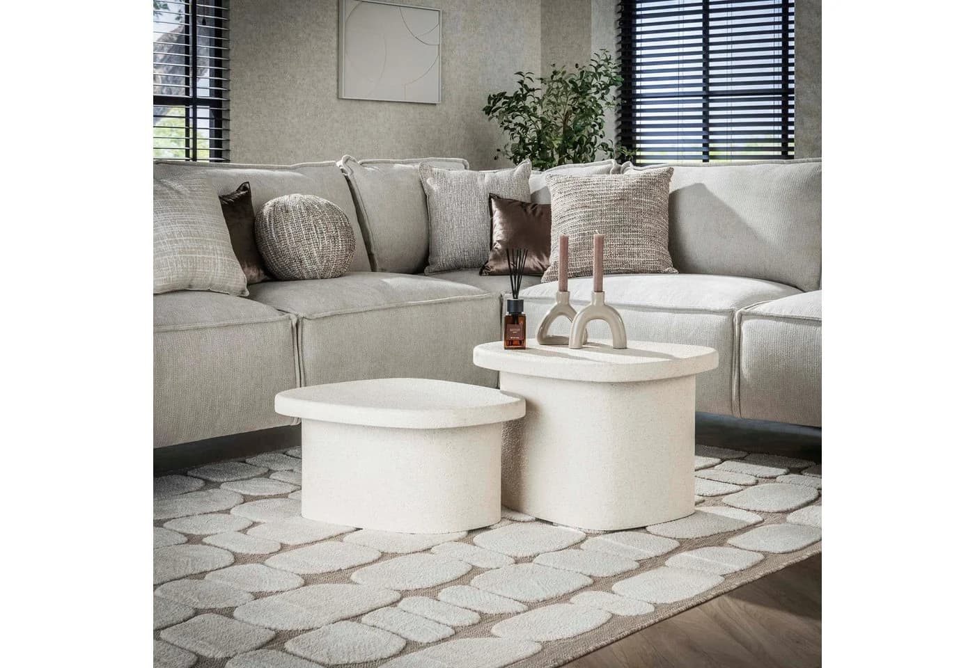 alesvelt Couchtisch Set STONE ORGANICO 2-teilig Marmor-Verbundstoff