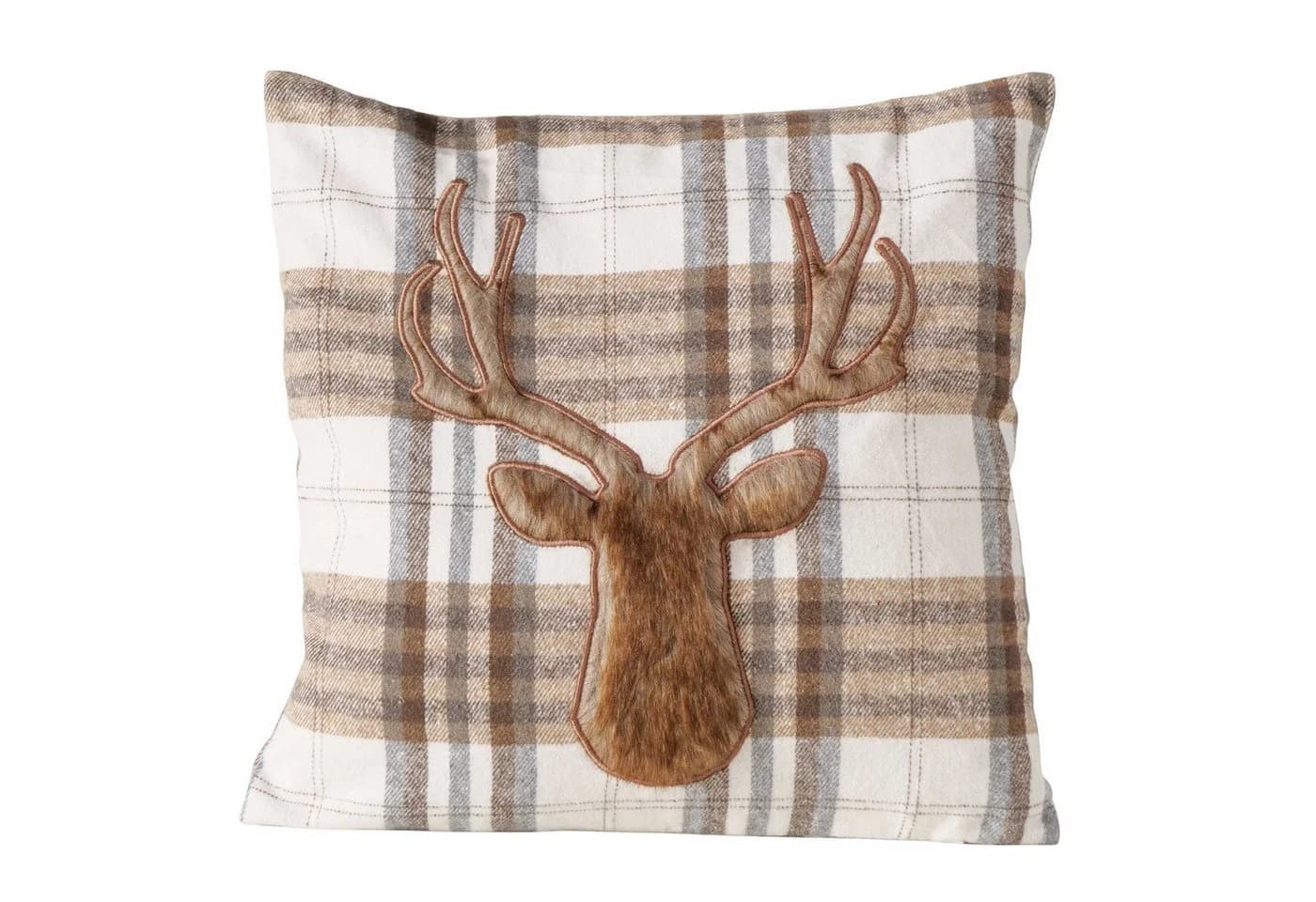 MF Zierkissen Highland Deer Kariert 45x45 cm Hirschmotiv