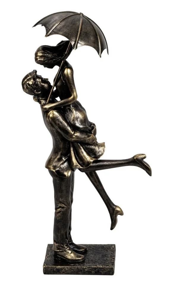 MF Skulptur Liebesmoment Polyresin Gold Schwarz