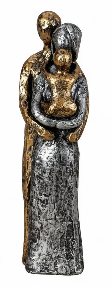 MF Dekofigur Familienharmonie Polyresin Gold Silber 23cm