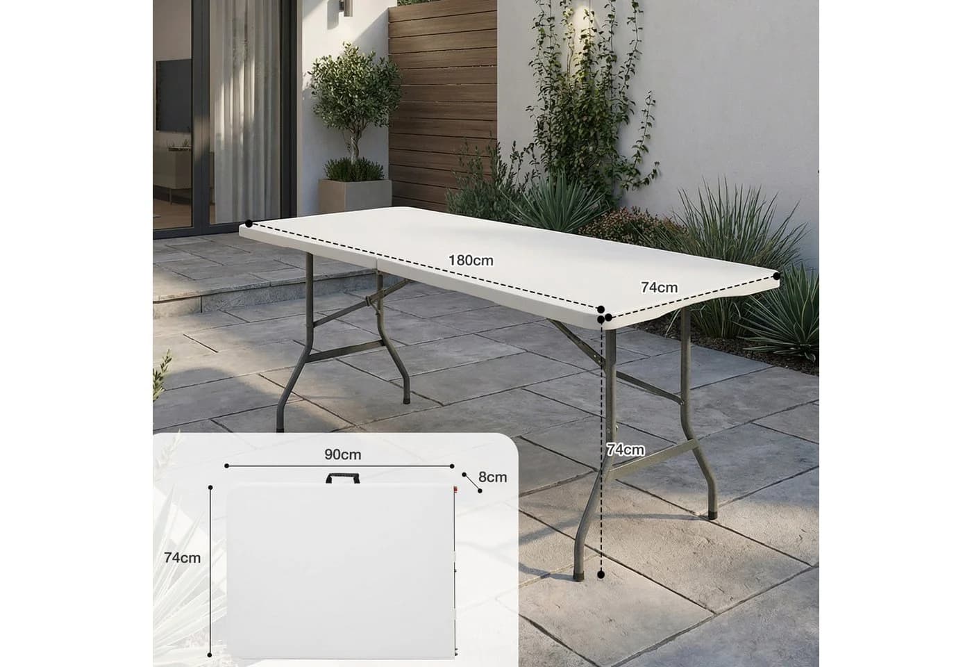 Sekey Klappbarer Campingtisch 180 cm Weiß