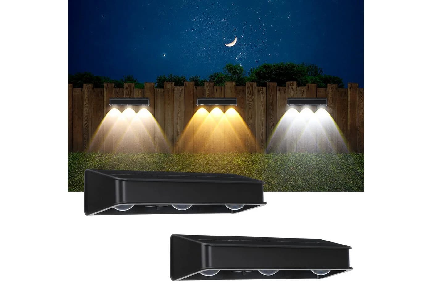 oyajia LED Solarleuchte 4 Stück Schwarz RGB Warmweiß Außen