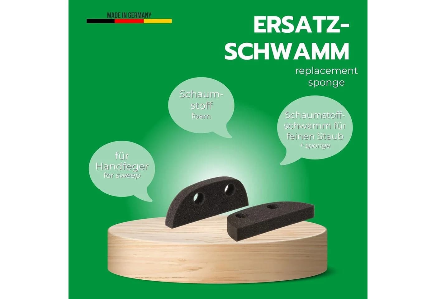 Novaliv Schaumstoffbesen Ersatzschwamm Grau für Handfeger