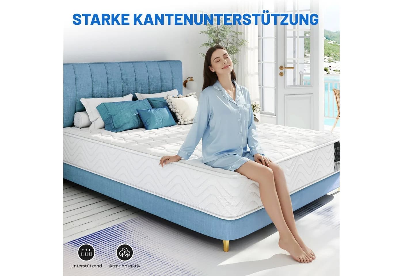 oyajia Taschenfederkernmatratze 7 Zonen Weiß 23 cm