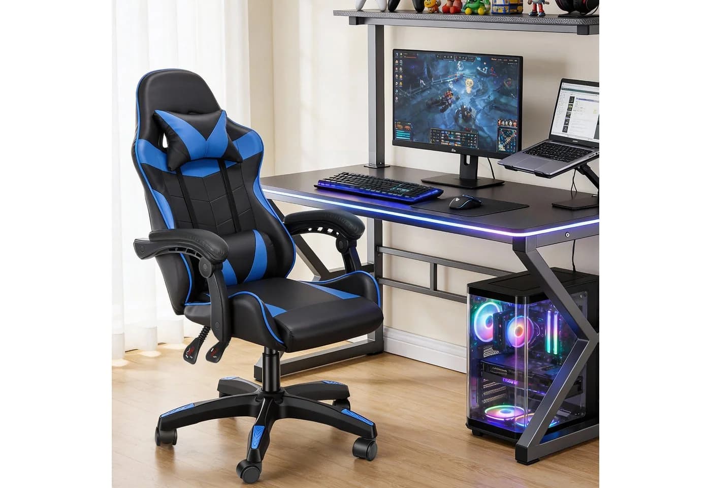oyajia Gaming-Stuhl Ergonomisch mit Kopfstütze und Lendenkissen