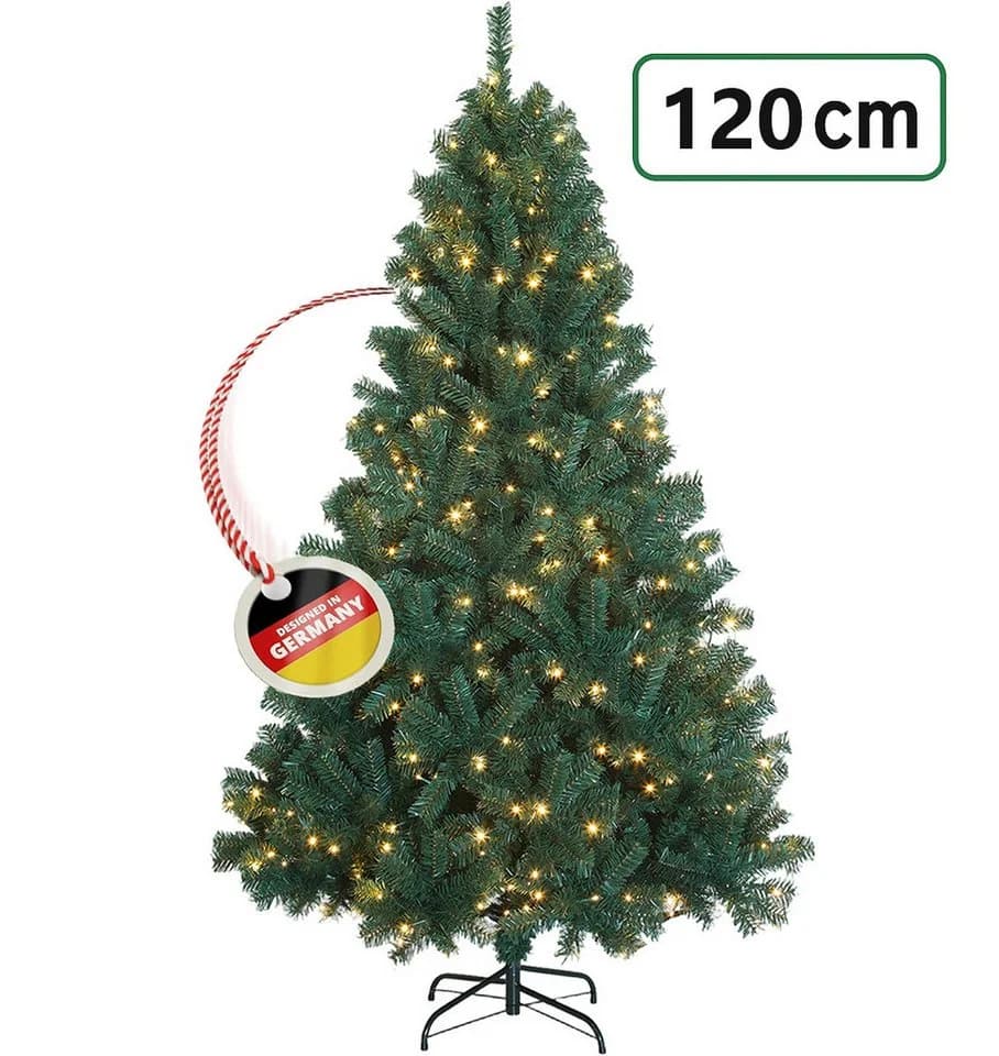 WILGOON Künstlicher Weihnachtsbaum 120 cm mit LED-Beleuchtung