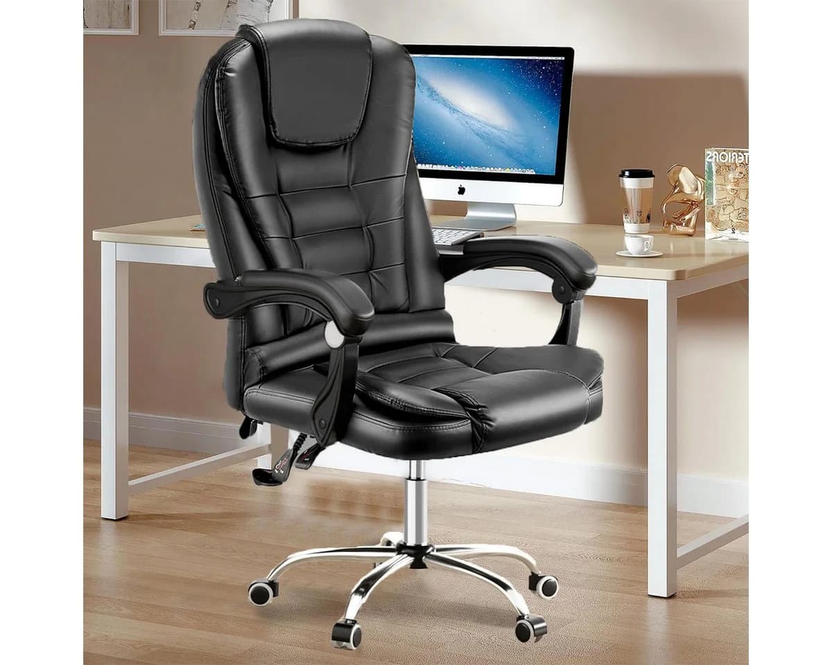 oyajia Bürostuhl Ergonomischer Chefsessel Massagefunktion Schwarz