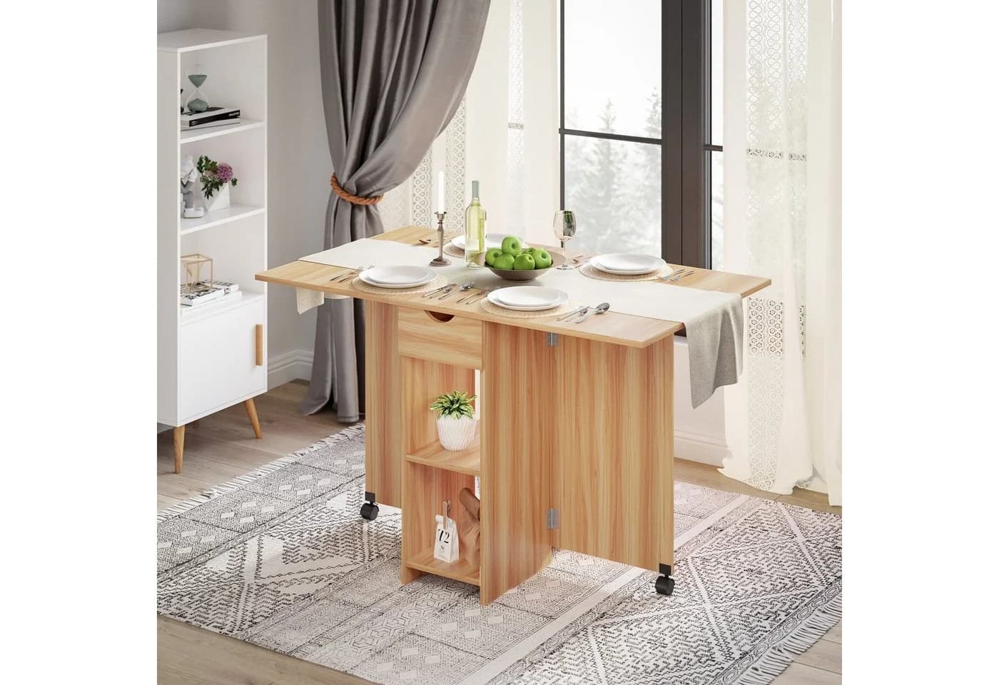 Mondeer Klappbarer Esstisch Eiche Rot 72 x 120 x 75 cm