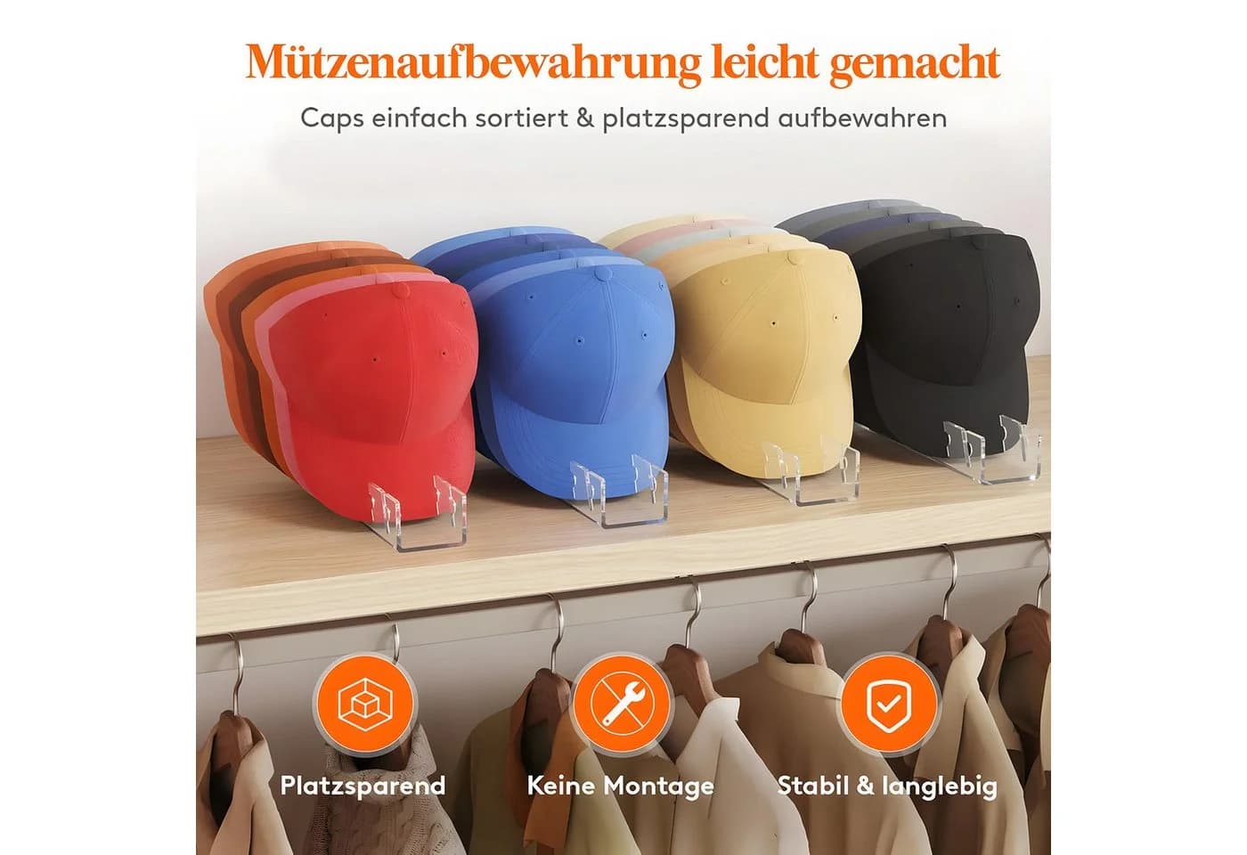 AIMAX Cap Organizer 2er-Set Acryl Kappenhalter transparent