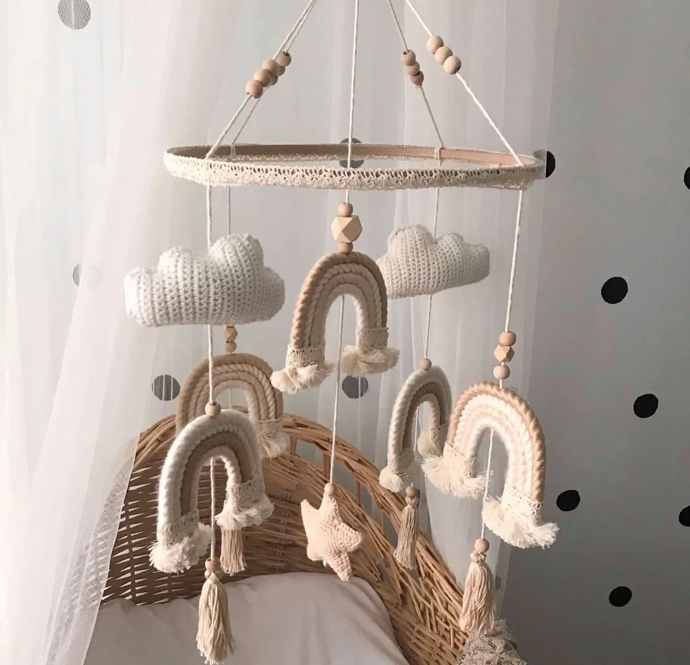 Baby Fancyroom Makramee Babymobile Regenbogen Handmade