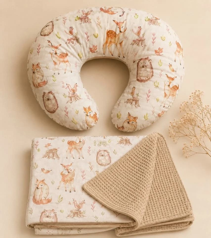 Baby Fancyroom Stillkissen Beige Waldtiere mit Bezug