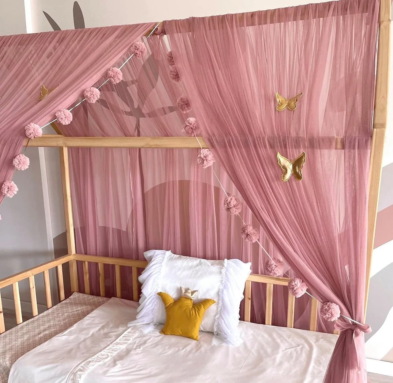 Baby Fancyroom Betthimmel Tüll 340/380 cm Rosa Montessori