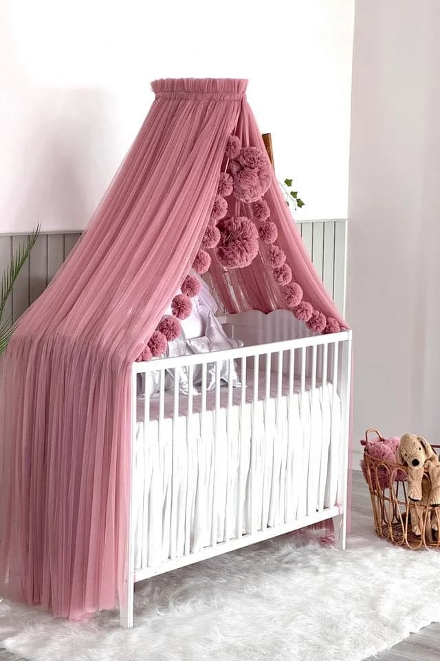 Baby Fancyroom Betthimmel Rosa 12 Meter Tüll Kinderbett