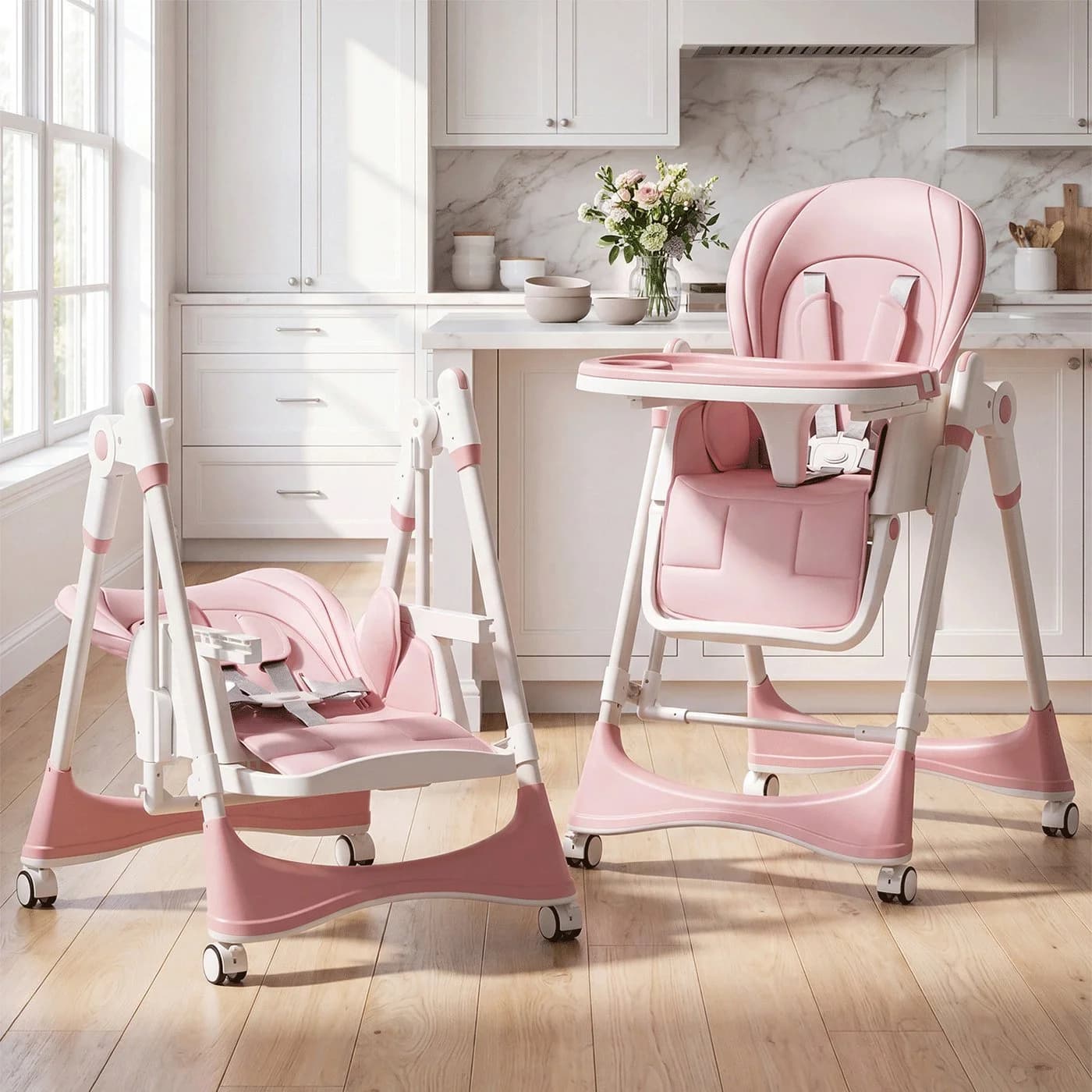 oyajia Kinderstuhl 3in1 Rosa höhenverstellbar klappbar