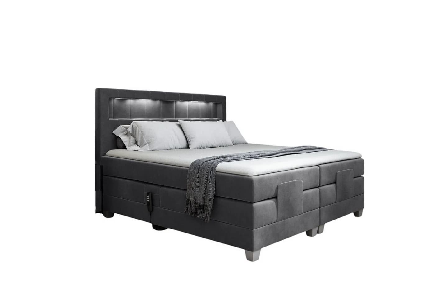 Fun Möbel Boxspringbett DAVIDE Elektrisch in Stoff Fresh (inkl. Topper), Matratzen elektrisch verstellbar