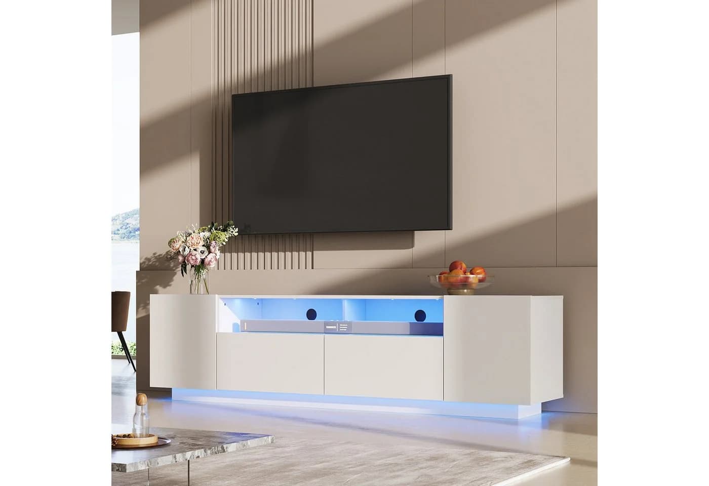 WLIVE TV-Schrank Modernes hängendes TV-Lowboard mit LED-Beleuchtung, 170 cm