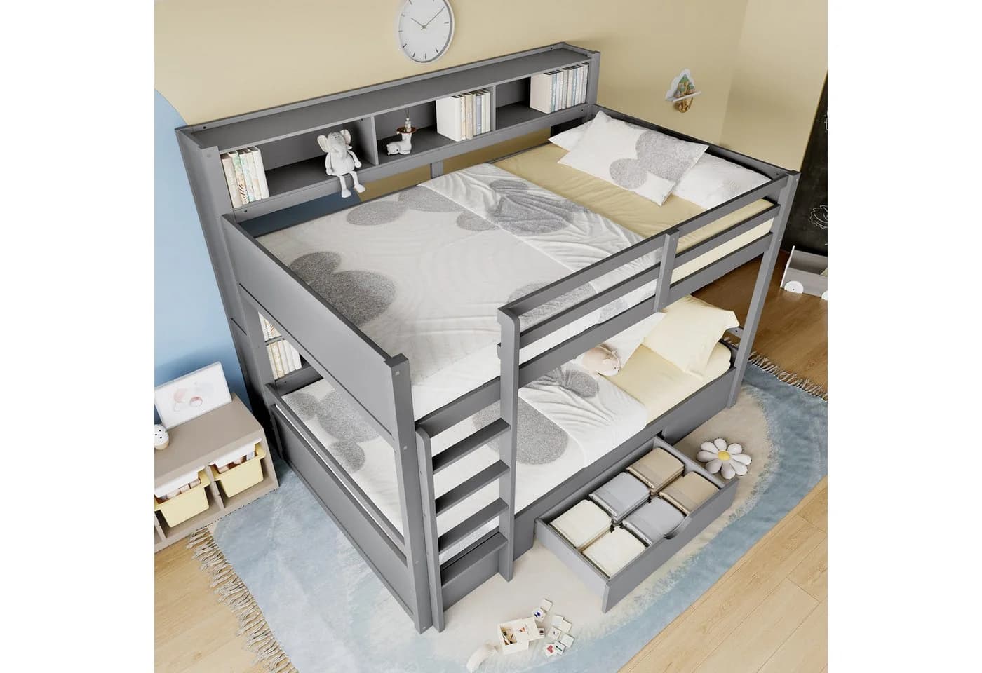 TavilaEcon Etagenbett Grau 90x200cm