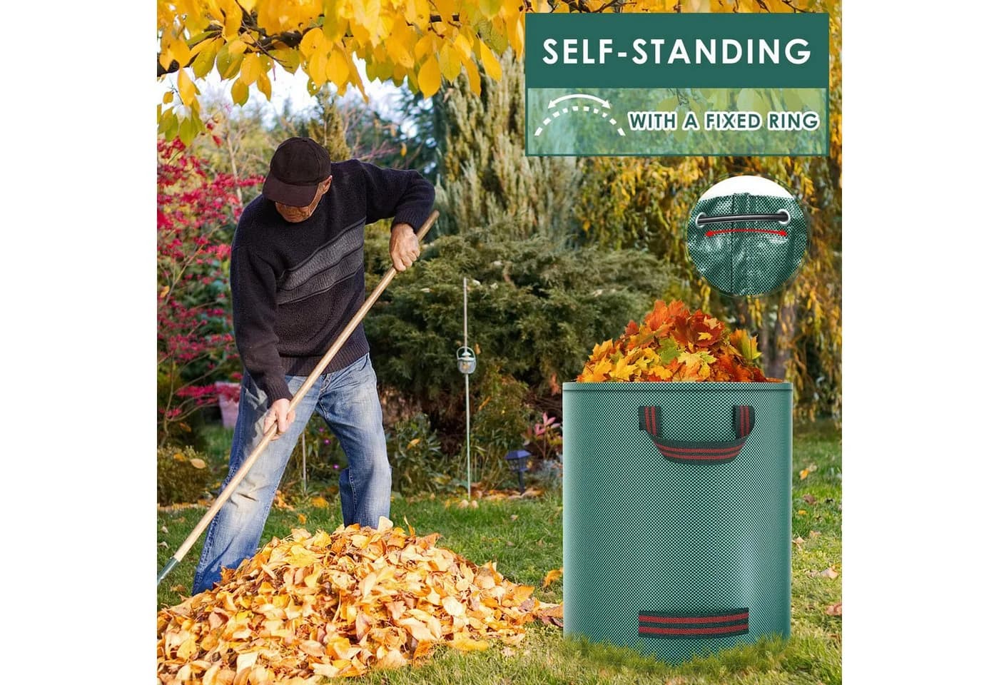 SURFOU Gartensack 3er-Set 272L Grün Polypropylen