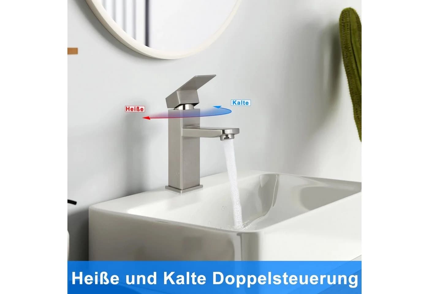 ZMH Waschtischarmatur Wasserhahn Bad Hochdruck Edelstahl Nickel