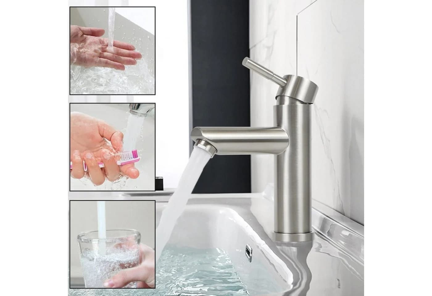 ZMH Waschtischarmatur Wasserhahn Nickel
