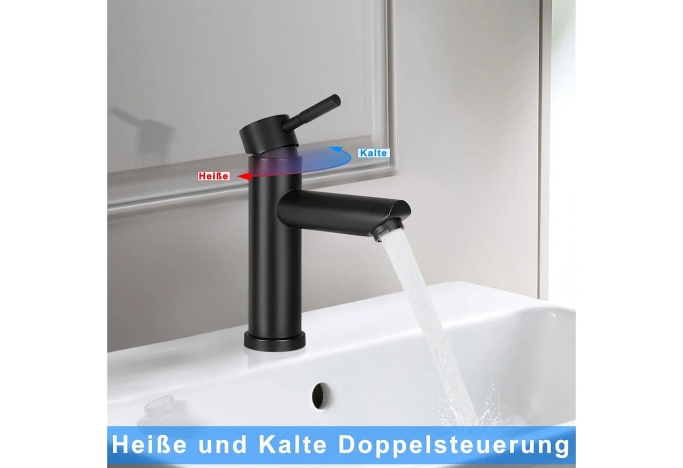 ZMH Waschtischarmatur Wasserhahn Schwarz Hochdruck Einhebelmischer