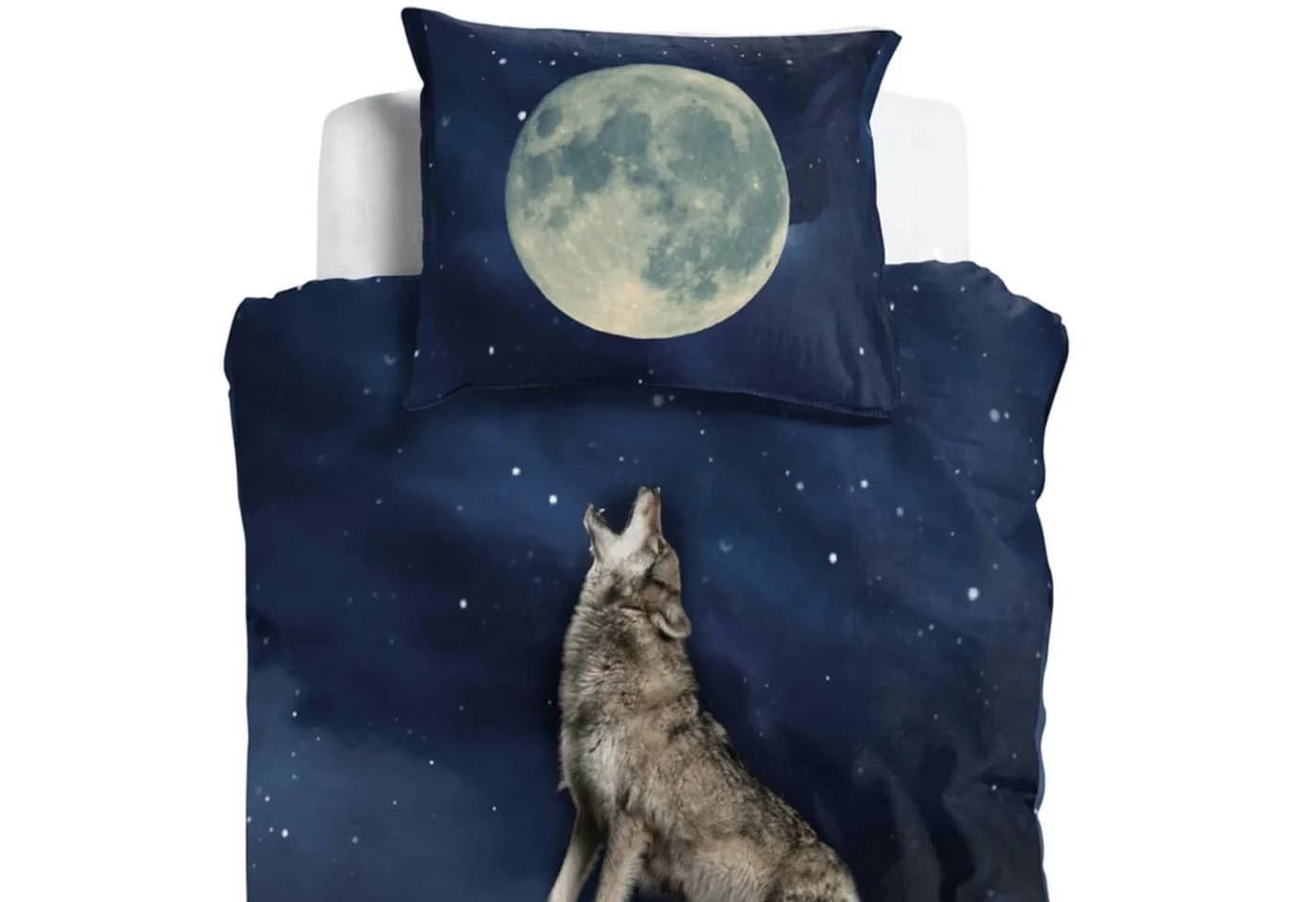 ESPiCO Bettwäsche Wolf Vollmond Renforcé 2-teilig Blau