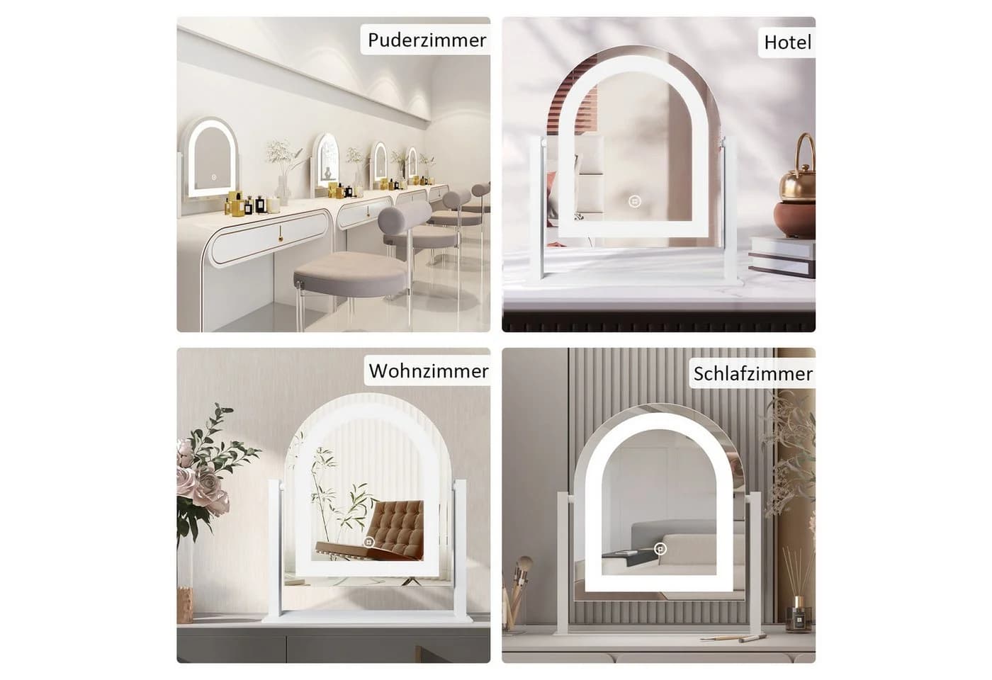 WDWRITTI LED Schminkspiegel 10x Vergrößerung Kalt/Neutral/Warmweiß Dimmbar