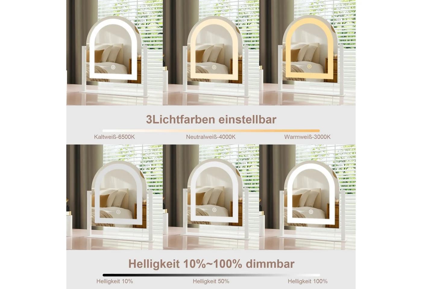 Moderner LED-Schminkspiegel in Weiß