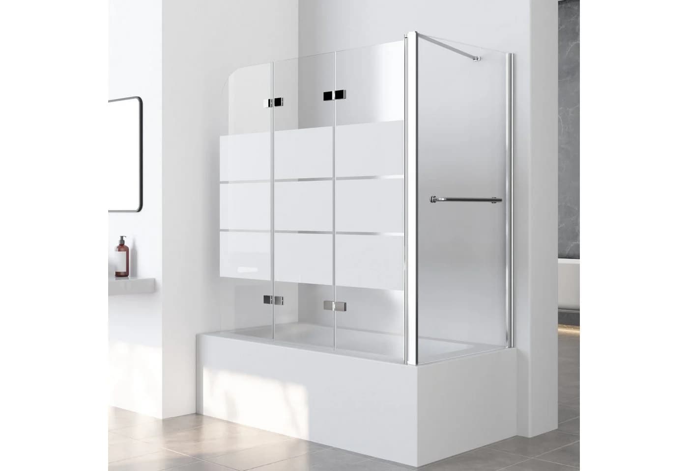 GOEZES Duschwand für Badewanne mit Seitenwand 6mm Sicherheitsglas