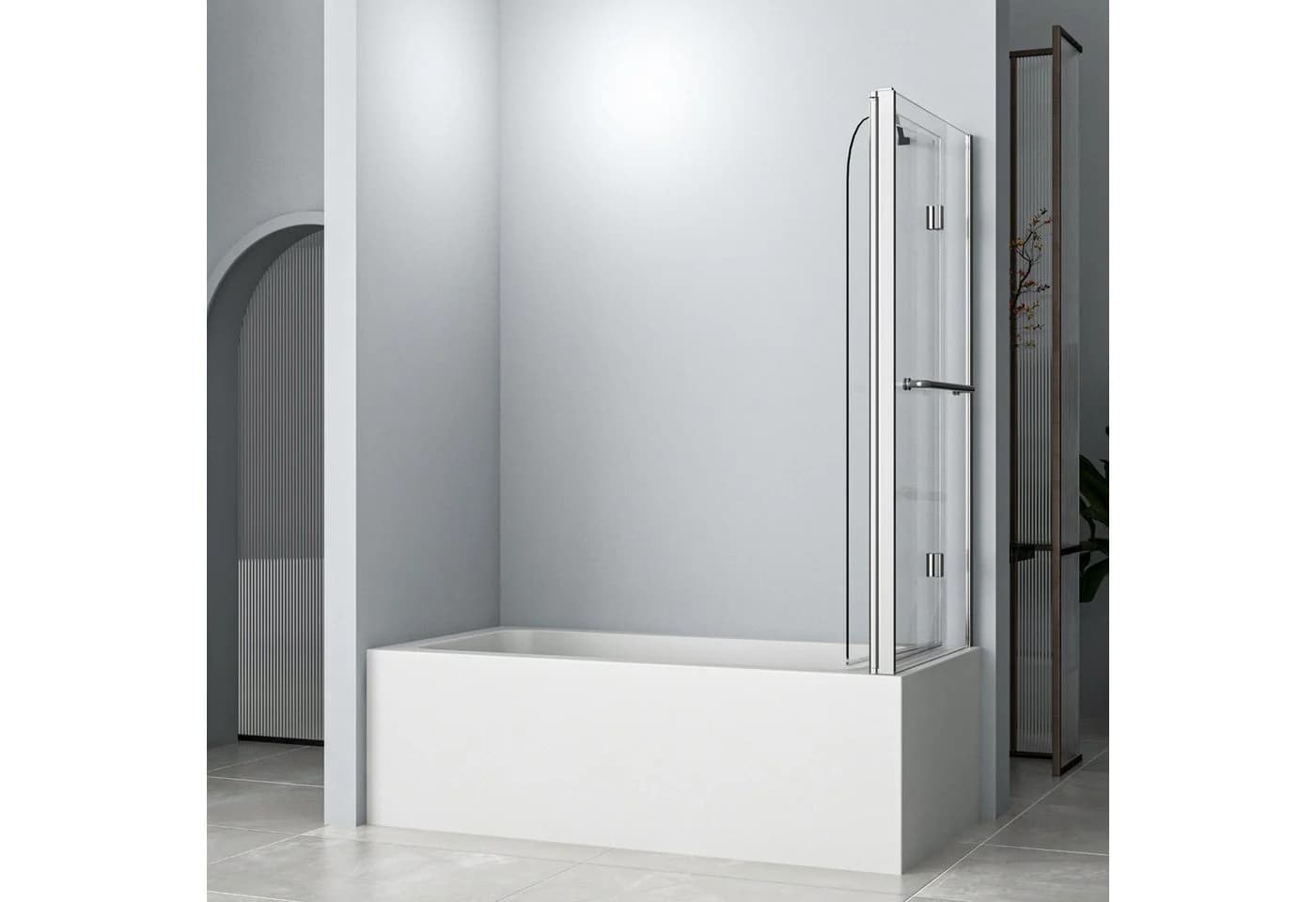 Hopibath Badewannenfaltwand mit Seitenwand 120cm 75cm ESG Glas Nano