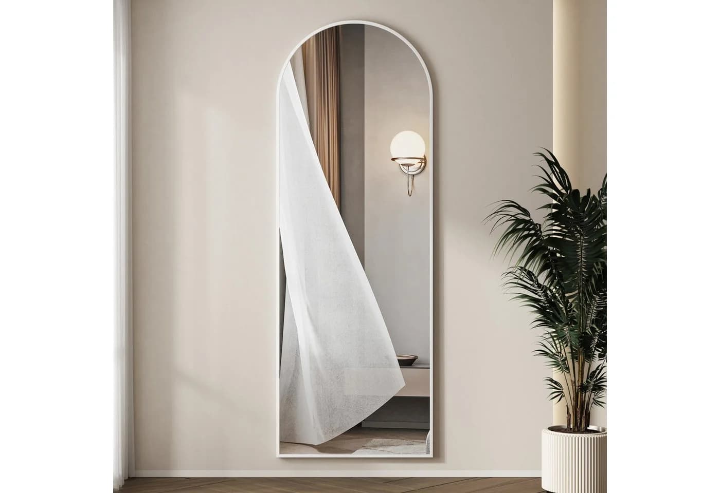 Hopibath Ganzkörperspiegel Weiß Aluminiumrahmen HD-Glas