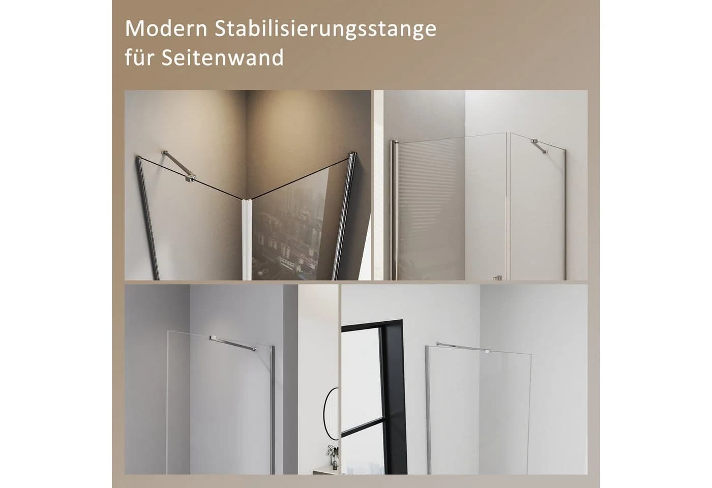 Hopibath Duschwand-Stabilisationsstange Chrom 50cm