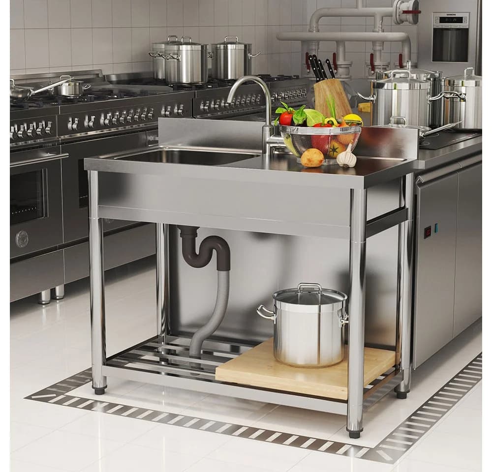 DARDVORLAG Edelstahlspüle Freistehende Spüle aus Edelstahl 100/44.5 cm