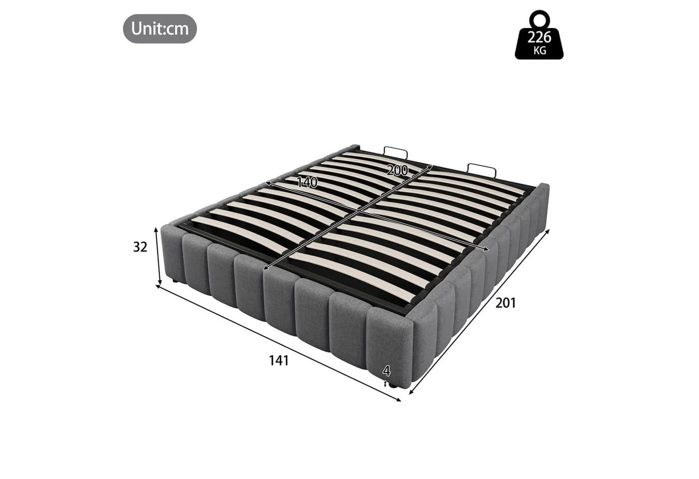 TavilaEcon Boxspringbett hydraulische Lagerung Beige/Grau