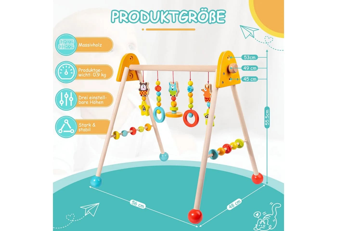HEYHIPPO Baby Gym Holzspielbogen Babygymnastikrahmen