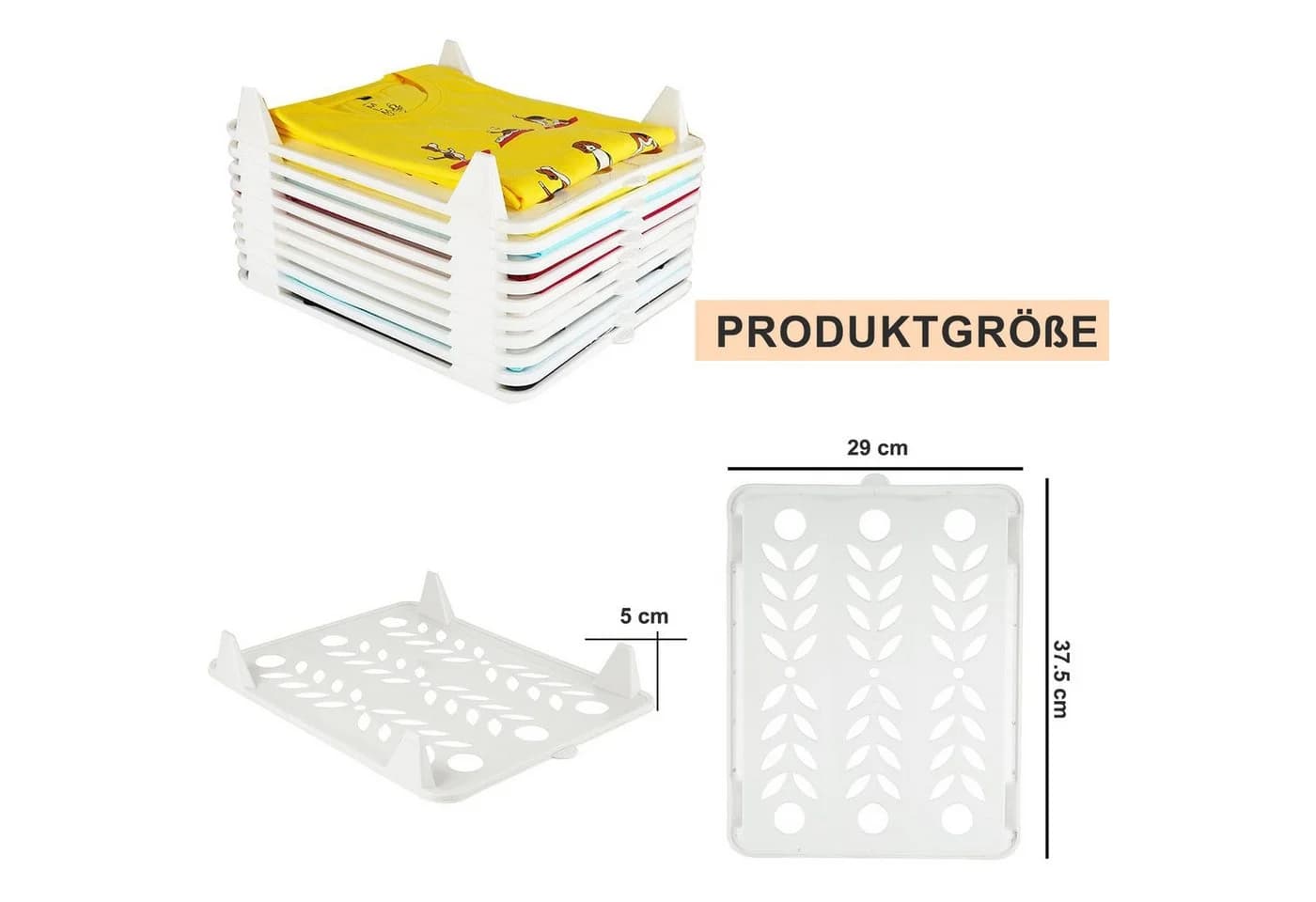 HEYHIPPO Faltbox 10er Set Hemdenordner, T-Shirt Organizer stapelbar 37,5x29 cm Weiß