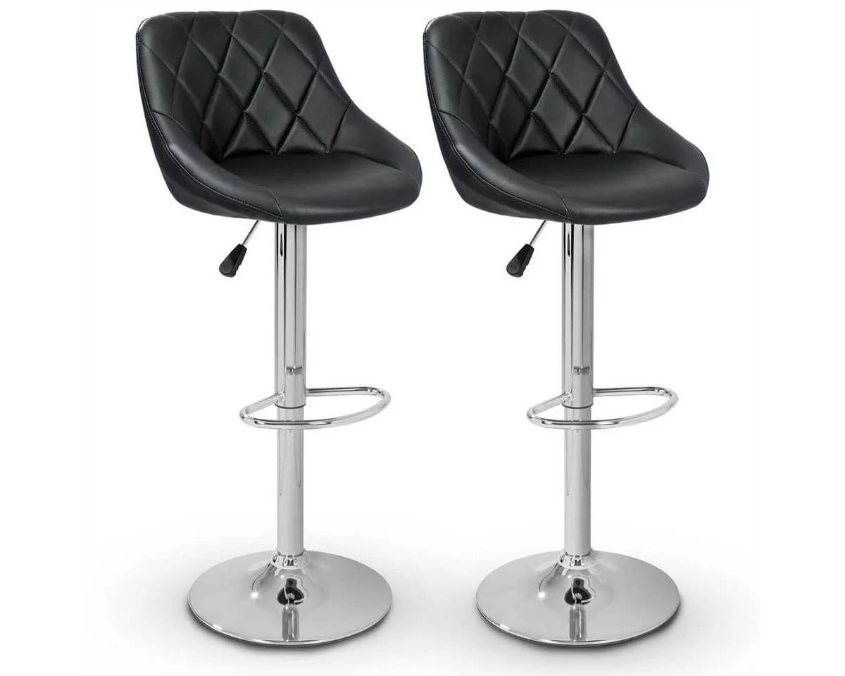 TRESKO Barhocker 2er Set mit Lehne Schwarz höhenverstellbar