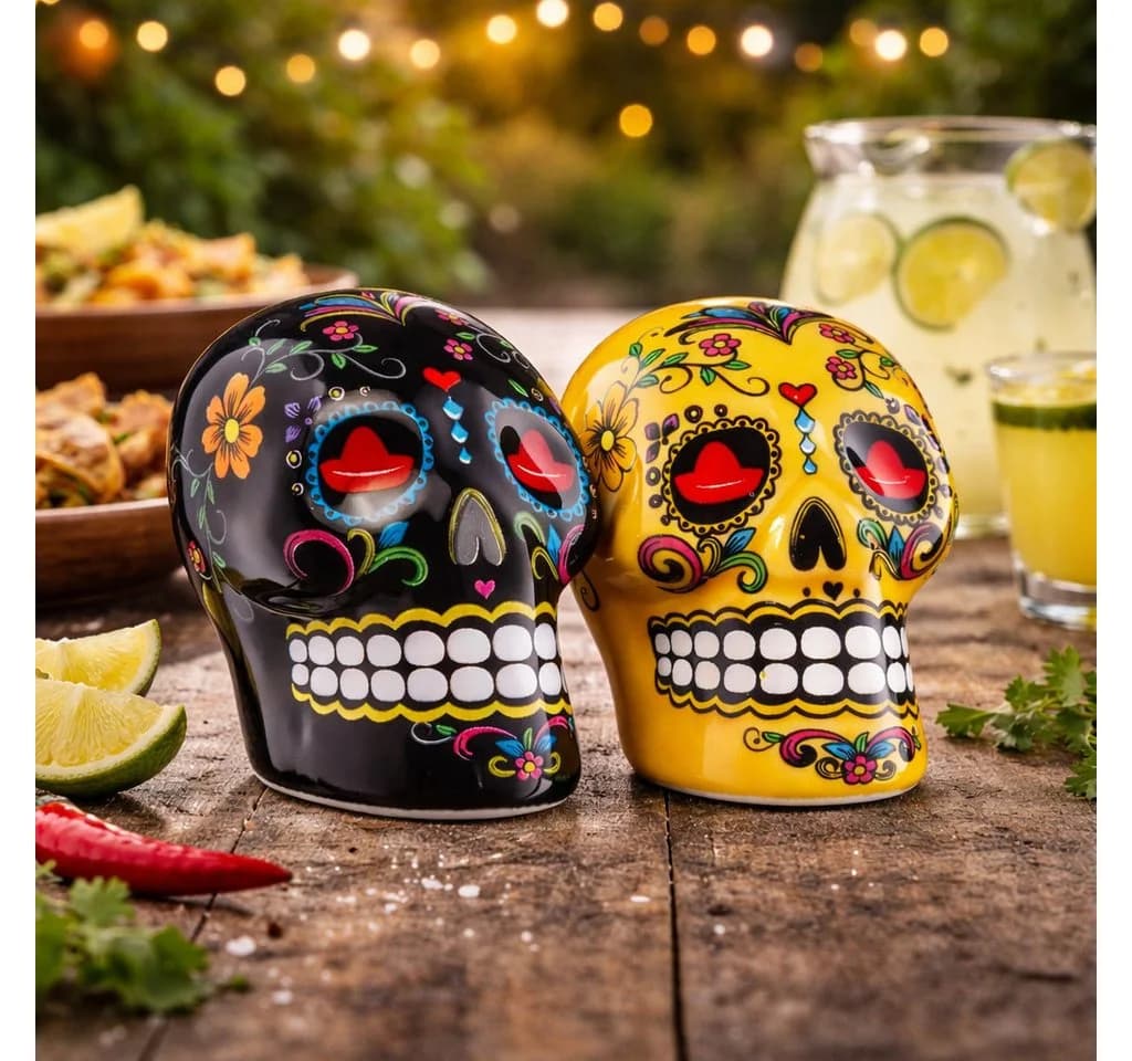 Sierra Tequila 2er-Set Salz- & Zimtstreuer Skull Schwarz & Gelb